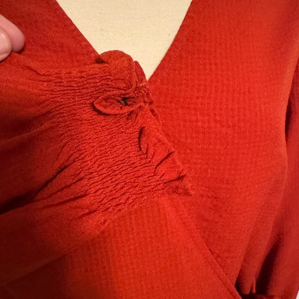 Madewell Burnt orange/brick red wrap top - Picture 2 of 8